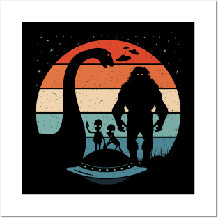 Bigfoot Loch Ness Monster Ufo Aliens Posters and Art